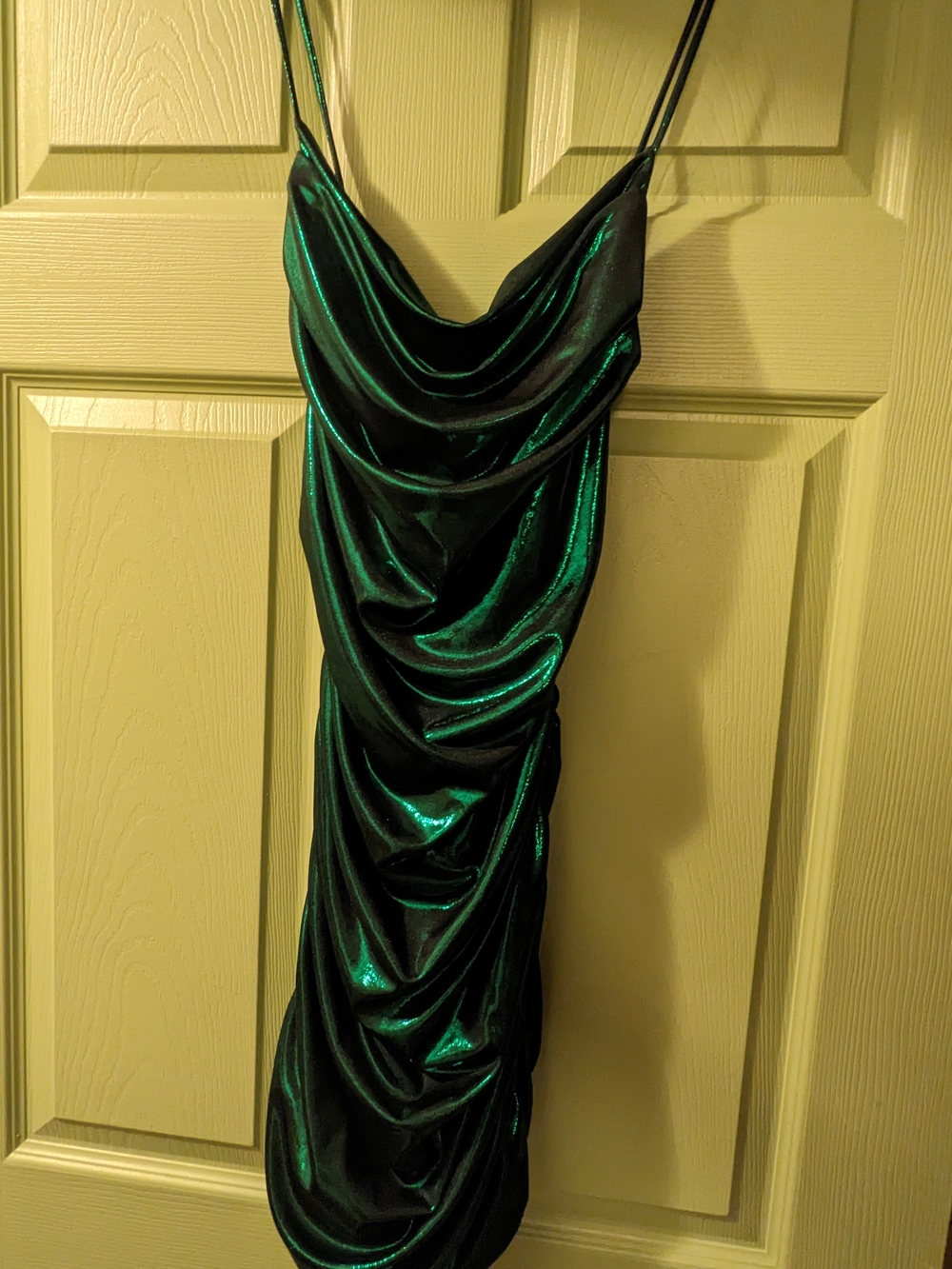 Emerald Green Metallic Slip Dress